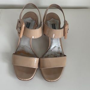 Prada Nude Strappy Sandal with Block Heel 7.5